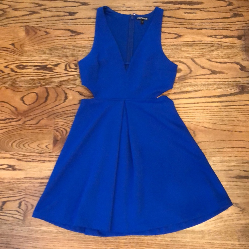 Express blue cut out dress